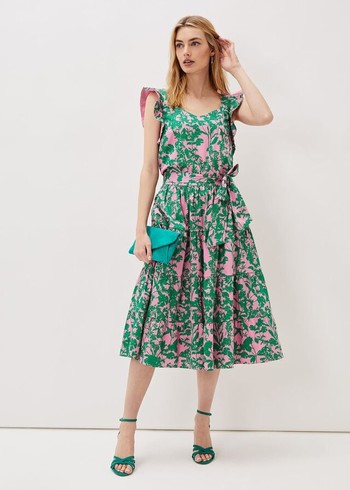 Phase Eight Cleona Printed Dobby Co-Ord Skirts Pink/Green Australia | HY8165407